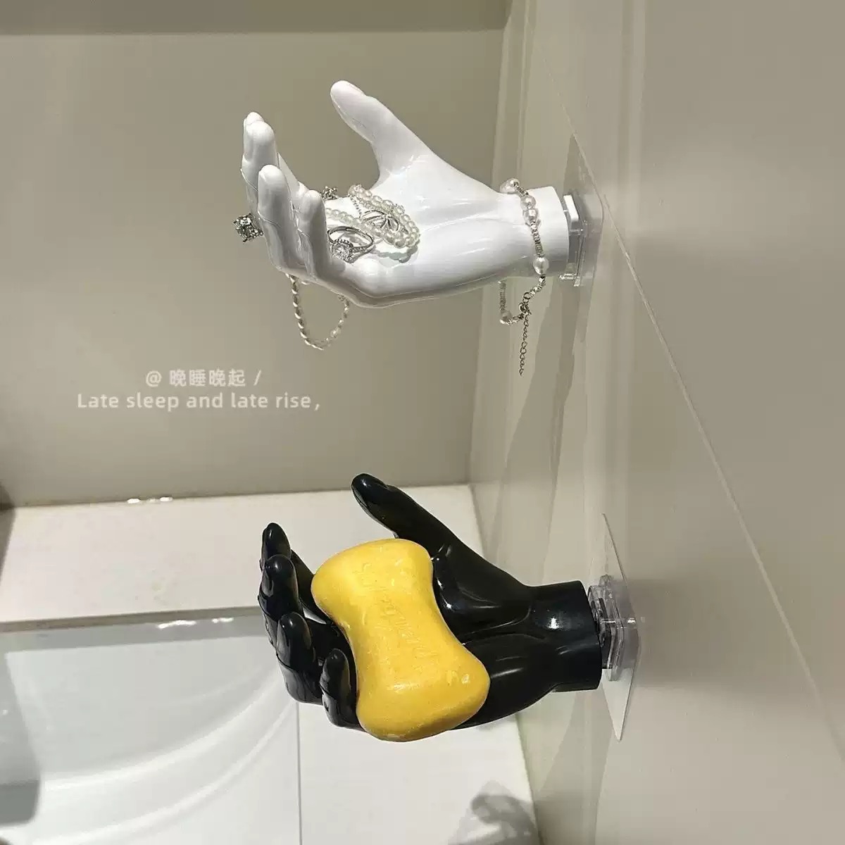 A hand-sized creative wall-mounted soap dish